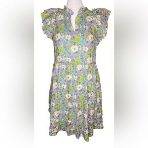 NWOT! Vineyard Vines Piper Tiered Ruffle Dress Floral Ruffle Sleeve - Size XS